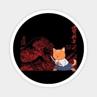 Samurai Cat And The Great Wave Magnet